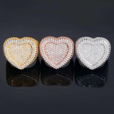 D-Color VVS Heart Moissanite Ring | S925 Silver Unisex Iced Out Fashion Jewelry - CaratixJewelry
