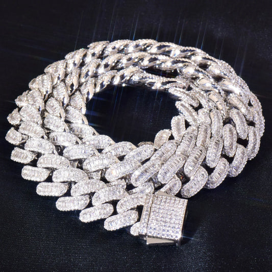 12mm T-Cut Zircon Chain Necklace for Men | Gold & Silver - CaratixJewelry