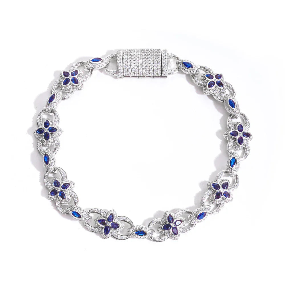 Multi-Color Gemstone Clover Evil Eye Infinity 8 Bracelet | Full Iced Out Men's Handpiece | Custom Hip Hop Jewelry | Caratix - CaratixJewelry