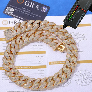 24mm Bubble Cuban Link Moissanite Chain for Men – S925 Sterling Silver Luxury Hip Hop Necklace - CaratixJewelry