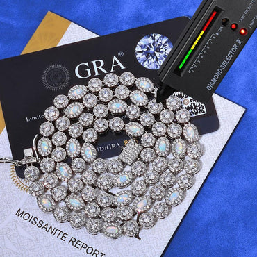 Moissanite & Opal Bead Candy Chain Necklace for Women – S925 Sterling Silver Custom Luxury Jewelry - CaratixJewelry