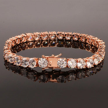 Tennis Chain Bracelet with Copper & Zircon | Trendy Single Row Hip Hop Jewelry | Caratix Jewelry - CaratixJewelry