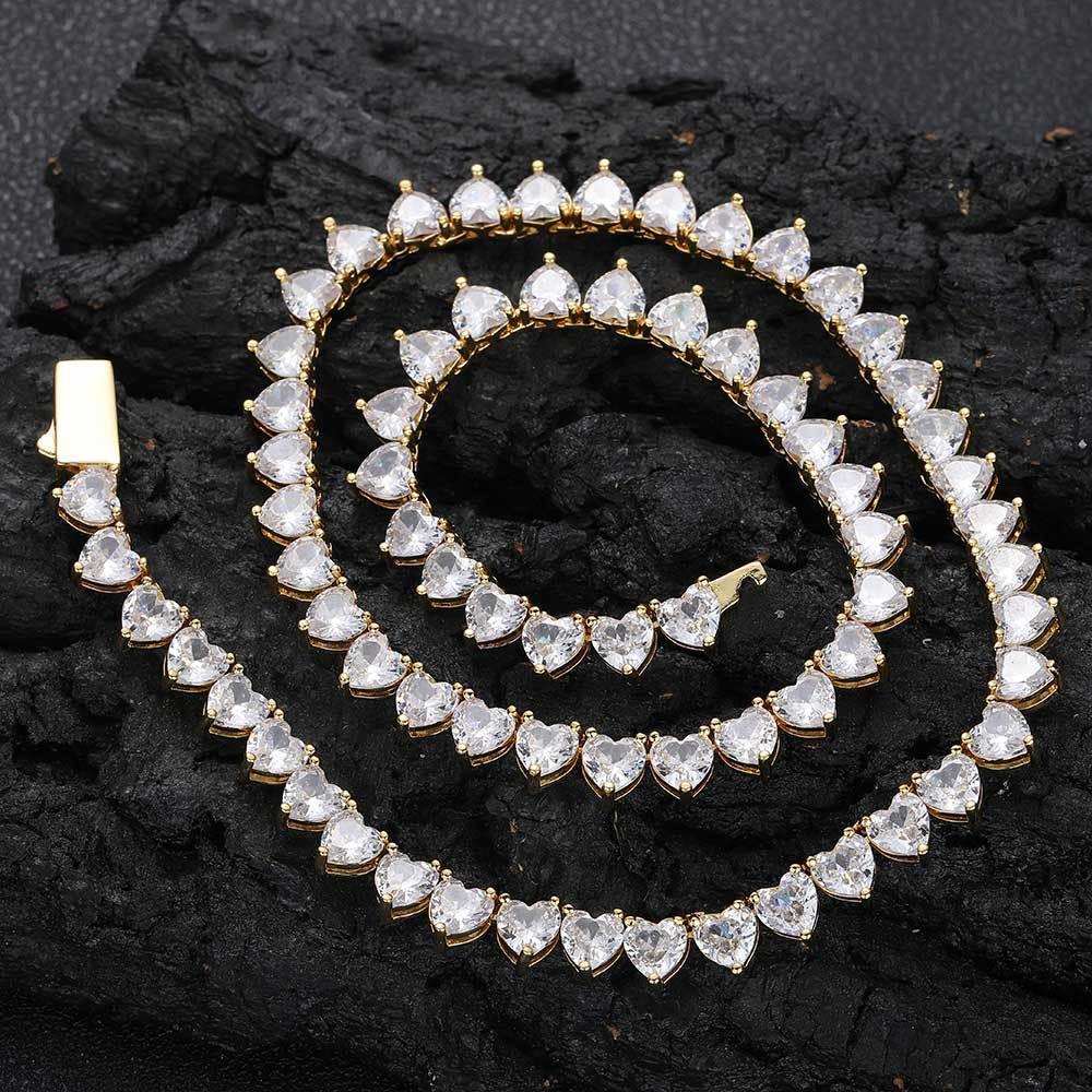 6mm Heart Pendant Tennis Chain Necklace Zircon Hip Hop Jewelry Rapper Iced Out Chain | Caratix Jewelry - CaratixJewelry