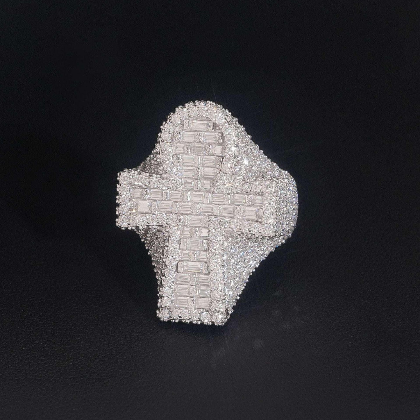 Moissanite Cross Men’s Ring | S925 Silver Iced Out Hip Hop Fashion Jewelry - CaratixJewelry
