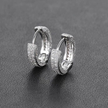 Square Hoop Earrings with Micro-Pave Zircon Stones for Men and Women | Bling Hip Hop Jewelry | Caratix Jewelry - CaratixJewelry