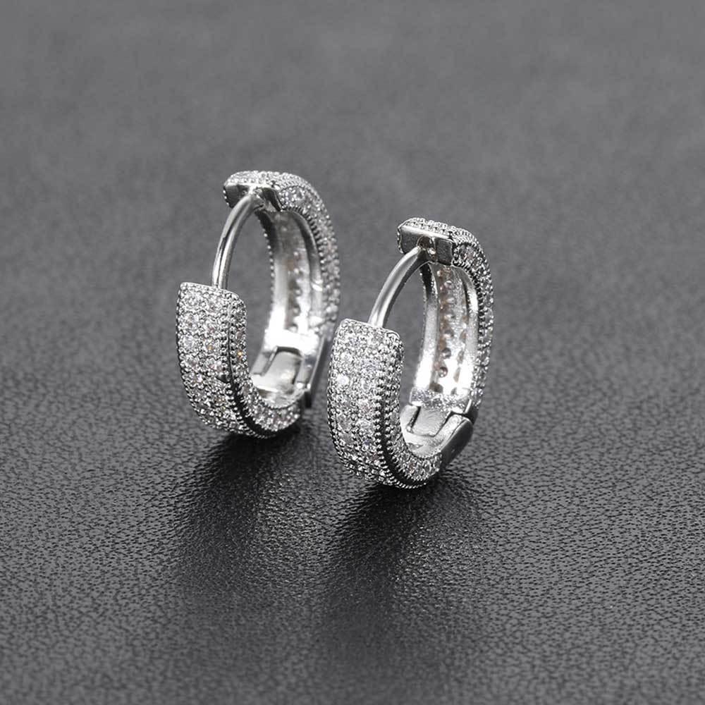 Square Hoop Earrings with Micro-Pave Zircon Stones for Men and Women | Bling Hip Hop Jewelry | Caratix Jewelry - CaratixJewelry