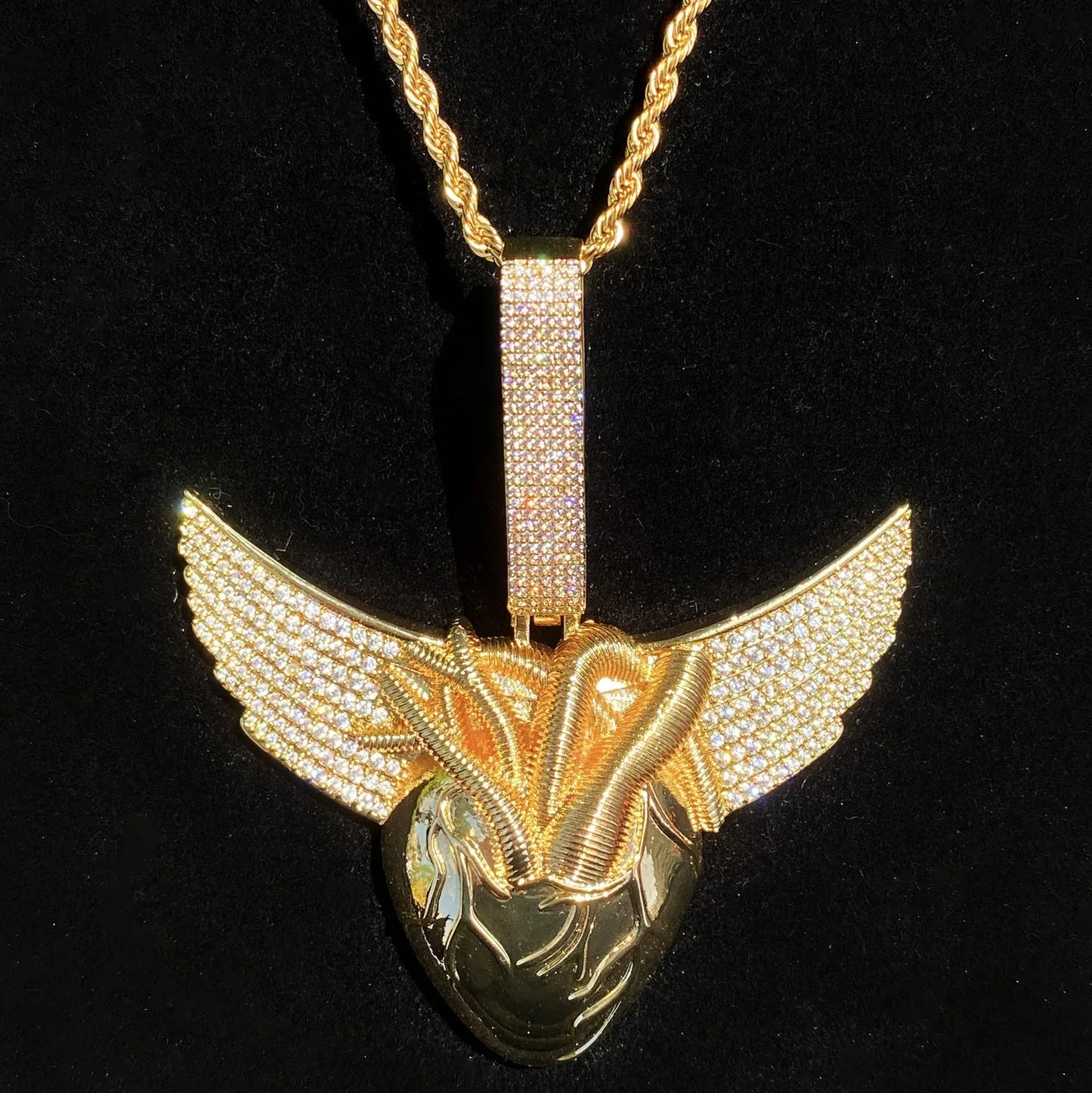 Men's "Freedom & Passion" Necklace | Premium Real Copper CZ Angel Wings - CaratixJewelry