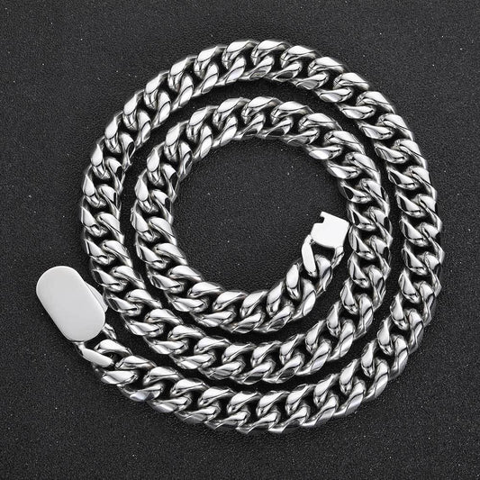 Stainless Steel Cuban Chain Necklace with Spring Clasp Titanium Steel for Men | Caratix Jewelry - CaratixJewelry