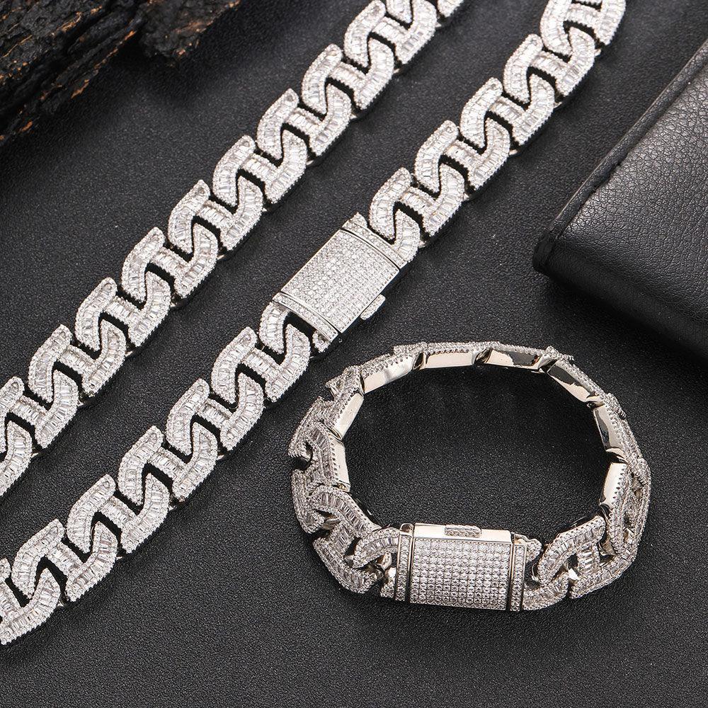 16mm T-Shaped Zircon Cuban Link Bracelet - CaratixJewelry