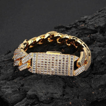 20mm Double Row T-Cut Zircon Cuban Link Bracelet - CaratixJewelry