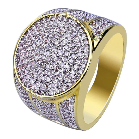 Men's Oval Iced Out Business Ring | Luxury Pave Zirconia Band | Caratix