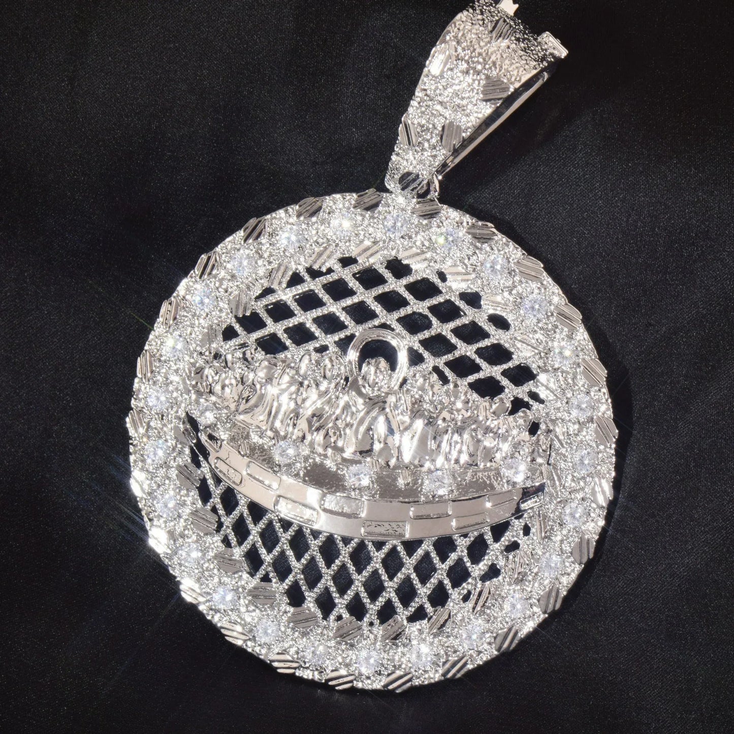 18K Gold Jesus Disc Pendant | CZ Iced Out Hip Hop Men’s Streetwear Necklace - CaratixJewelry