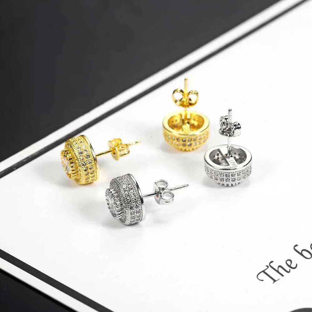 Rose Gold Tone Round Stud Earrings Hip Hop Jewelry | Caratix Jewelry - CaratixJewelry