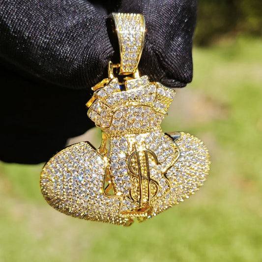 Dollar Broken Heart Pendant | CZ Iced Out Hip Hop Men’s Trendy Necklace - CaratixJewelry
