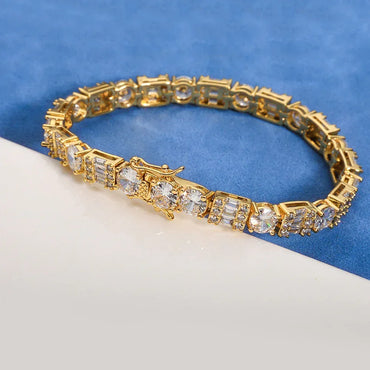 6.5mm Square-Round Tennis Chain Bracelet Zircon for Men | Caratix Jewelry - CaratixJewelry