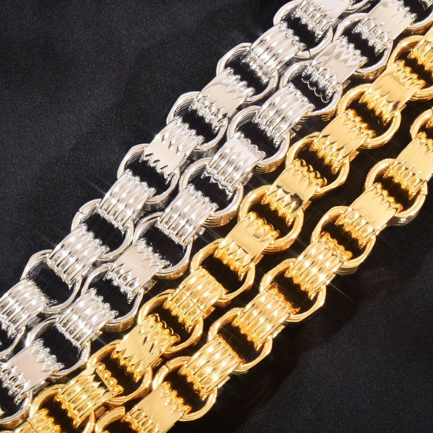 14mm High Polish Cuban Chain Necklace 18K Gold Plated Copper - CaratixJewelry