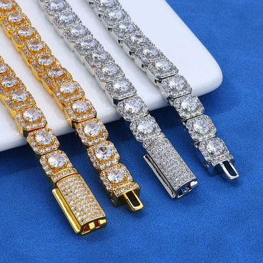Rapper Chain 7mm S925 Silver Bracelet – CZ Ice Cube Link, Custom Hip Hop Jewelry for Men | Caratix Jewelry - CaratixJewelry