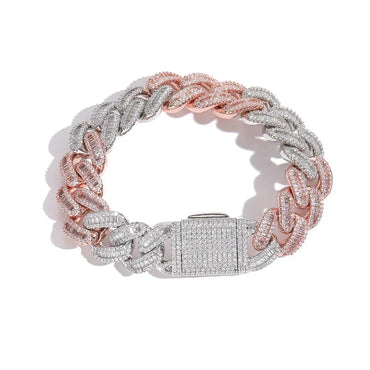 Custom 15mm Cuban Bracelet | Fold-Over Clasp Hip Hop Bling - CaratixJewelry