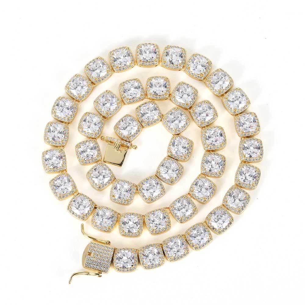 10mm Square Zircon Tennis Chain Necklace Hip Hop Bling | Caratix Jewelry - CaratixJewelry