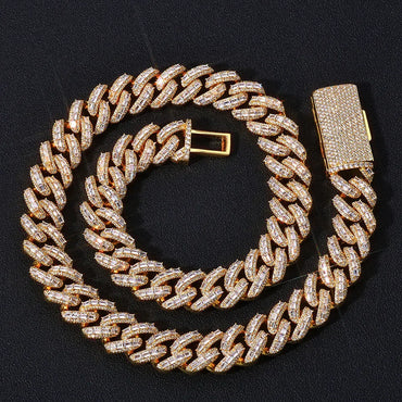 Custom 18mm Baguette Mixed Cuban Necklace | Heavyweight - CaratixJewelry