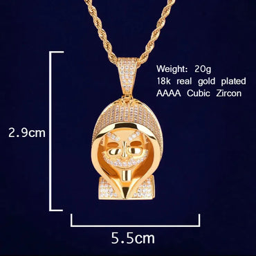 Men's Real 18K Gold Plated Gear Head Necklace | Solid Metal Gothic Jewelry Caratix - CaratixJewelry