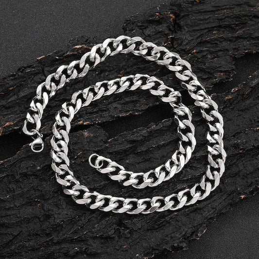 11mm Six-Sided Stainless Steel Cuban Chain Necklace for Men | Caratix Jewelry - CaratixJewelry