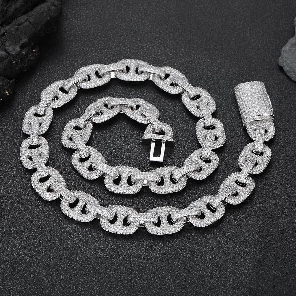16mm Pig Nose Bubble Cuban Chain Zircon Hip Hop Necklace - CaratixJewelry