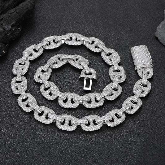 16mm Pig Nose Bubble Cuban Chain Zircon Hip Hop Necklace - CaratixJewelry