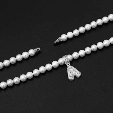 8mm–10mm Pearl Necklace with Cross Butterfly Letter Pendant for Men & Women | Caratix Jewelry - CaratixJewelry