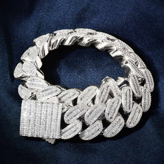21mm Iced Out Step Cut Cuban Chain Necklace - CaratixJewelry