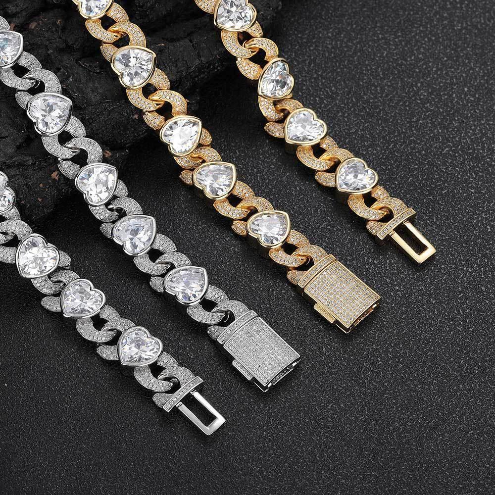 12mm Heart Infinity Cuban Link Bracelet with Zircon for Men | Caratix Jewelry - CaratixJewelry