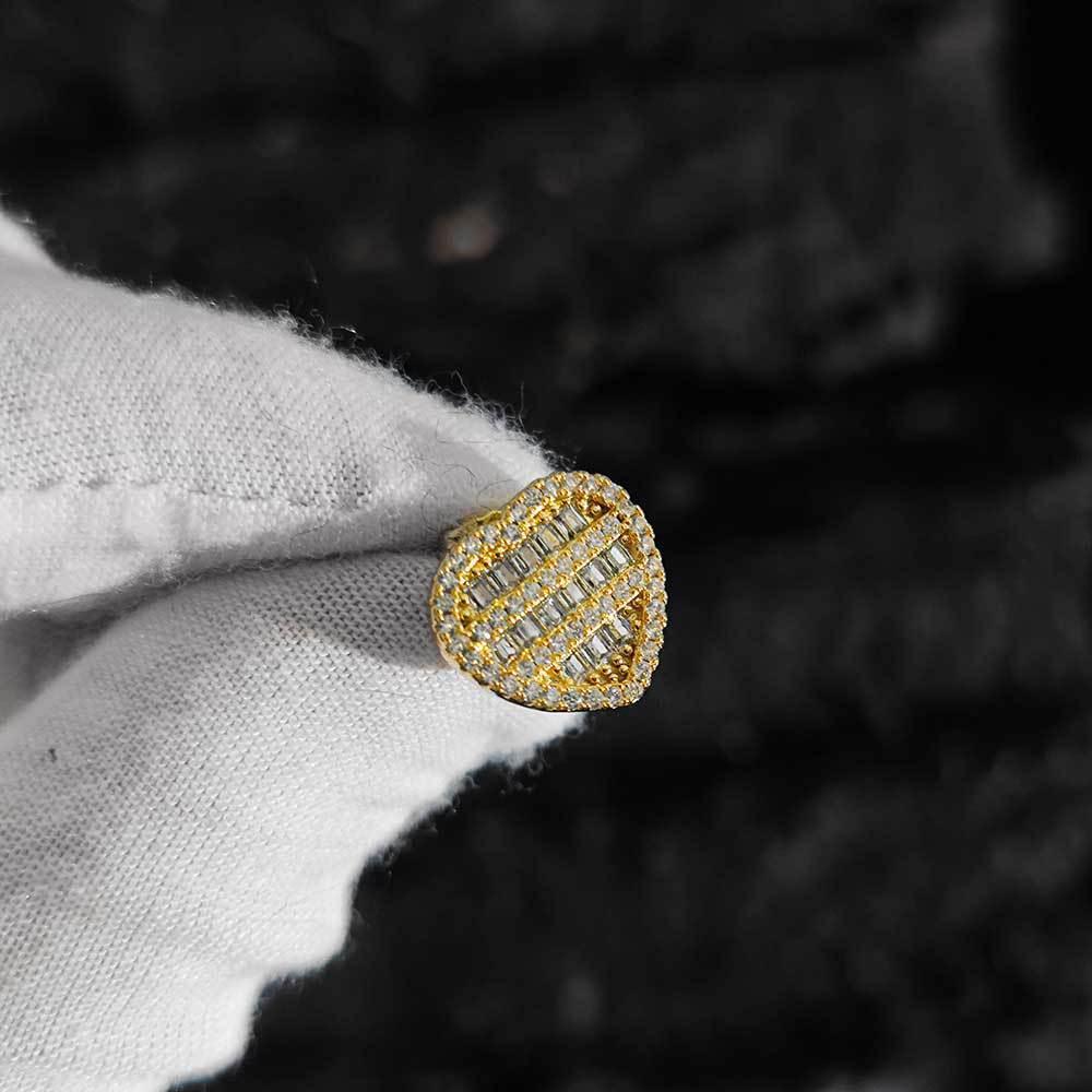 Heart-Shaped Zircon Earrings with Square and Round Design for Men and Women | Vintage Hip Hop Jewelry | Caratix Jewelry - CaratixJewelry