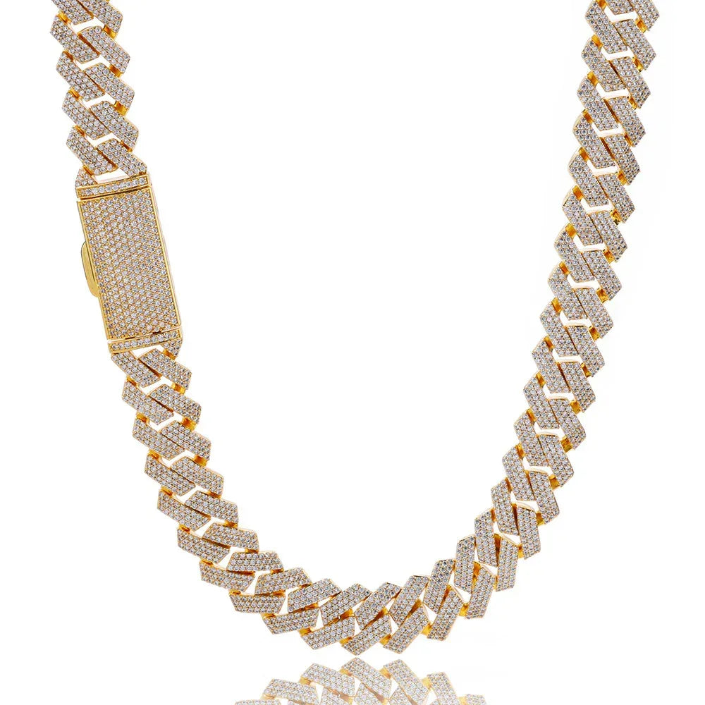 Custom 3 Row Rhombus Cuban Link Gold Chain for Rapper | Caratix - CaratixJewelry