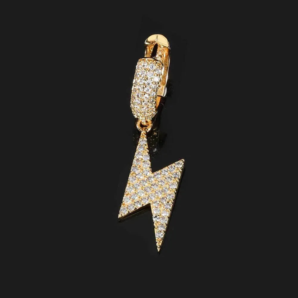 Hoop Earrings with Lightning Design and Micro-Pave Zircon Stones for Men and Women | Trendy Hip Hop Jewelry | Caratix Jewelry - CaratixJewelry