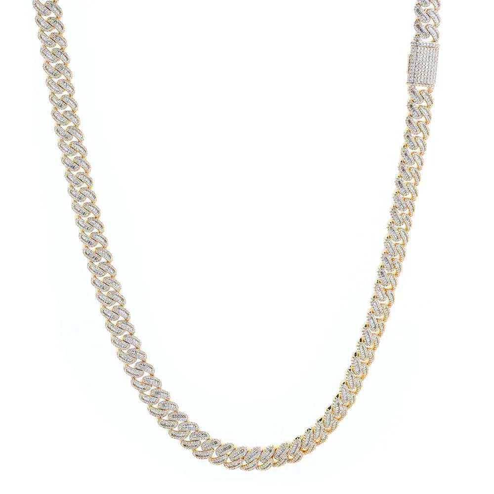 12mm T Cut Zircon Cuban Chain Rapper Iced Out Necklace - CaratixJewelry