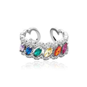 Vintage Marquise Cut Colorful Ring | Hollow-Out Retro Band | Caratix