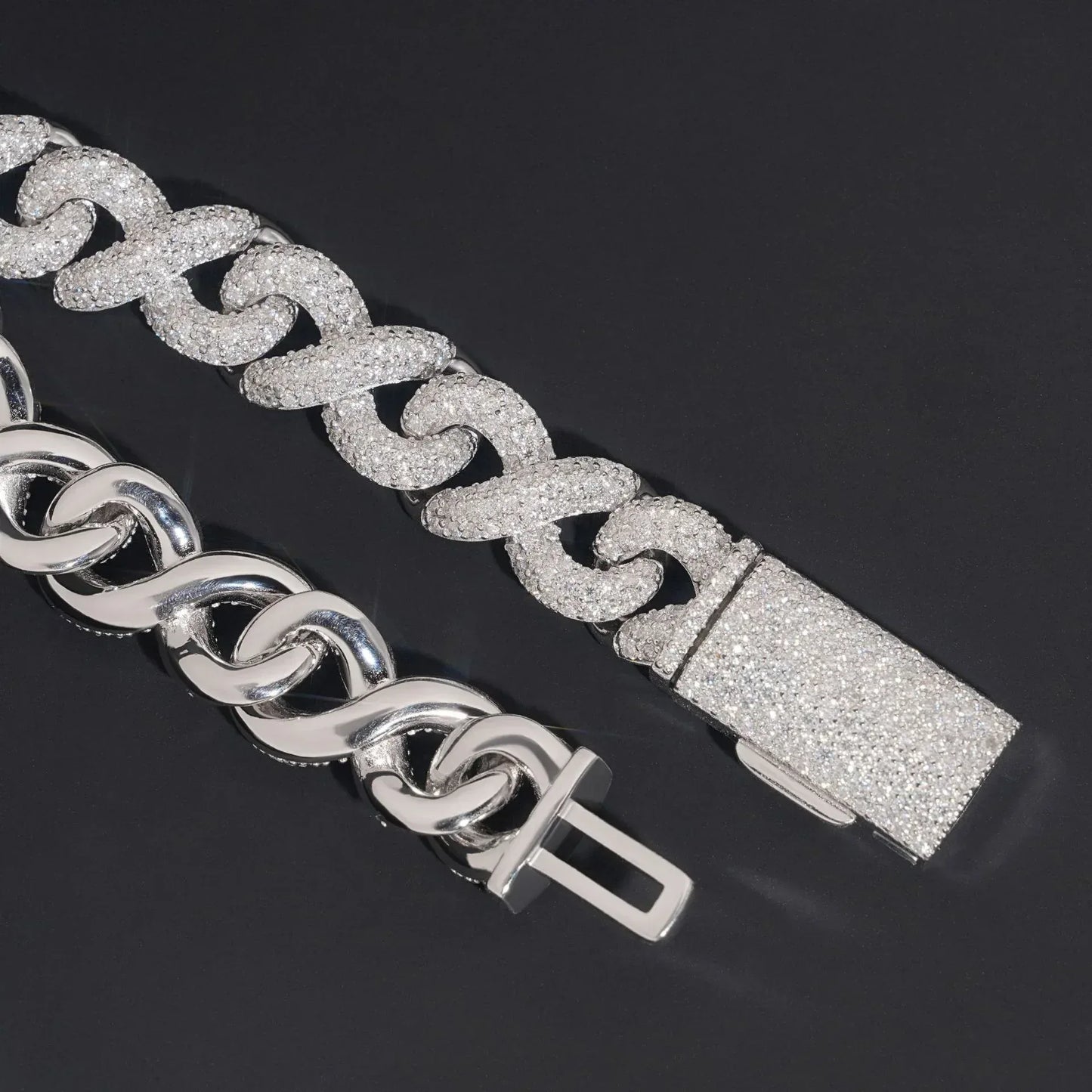 13mm Figure-Eight Cuban Link Bracelet S925 Silver | Moissanite Hip Hop Jewelry - CaratixJewelry