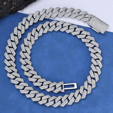 Hip Hop Jewelry 15mm S925 Silver Cuban Link Necklace – 4-Row CZ Pave, Custom Men’s Pendant | Caratix Jewelry - CaratixJewelry