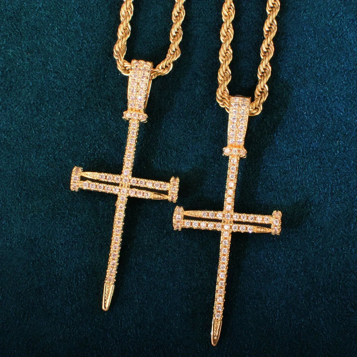 Nail Cross Pendant Necklace | CZ Iced Out Hip Hop Men’s Streetwear Jewelry - CaratixJewelry