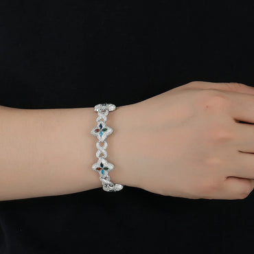 Premium 5A Pink Zircon Clover Bracelet | Unisex High-End Bling Jewelry | Caratix - CaratixJewelry