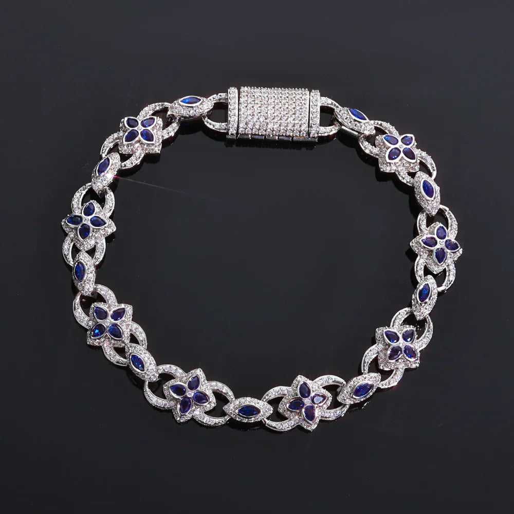 Multi-Color Gemstone Clover Evil Eye Infinity 8 Bracelet | Full Iced Out Men's Handpiece | Custom Hip Hop Jewelry | Caratix - CaratixJewelry