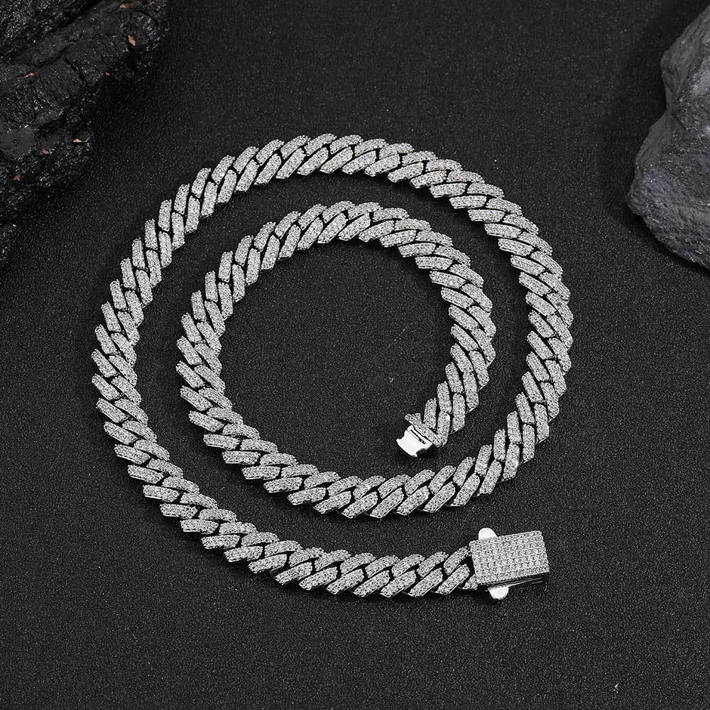 8mm Iced Out Cut Cuban Chain Zircon Necklace with Spring Clasp for Men | Caratix Jewelry - CaratixJewelry