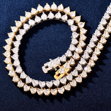 4mm Heart Tennis Chain Necklace with Copper and Zircon Stones | Hip Hop Couples Jewelry – Caratix Jewelry - CaratixJewelry