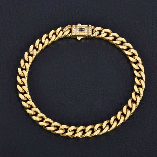 Custom 14K Gold 4-Sided -Cut Cuban Bracelet Caratix - CaratixJewelry