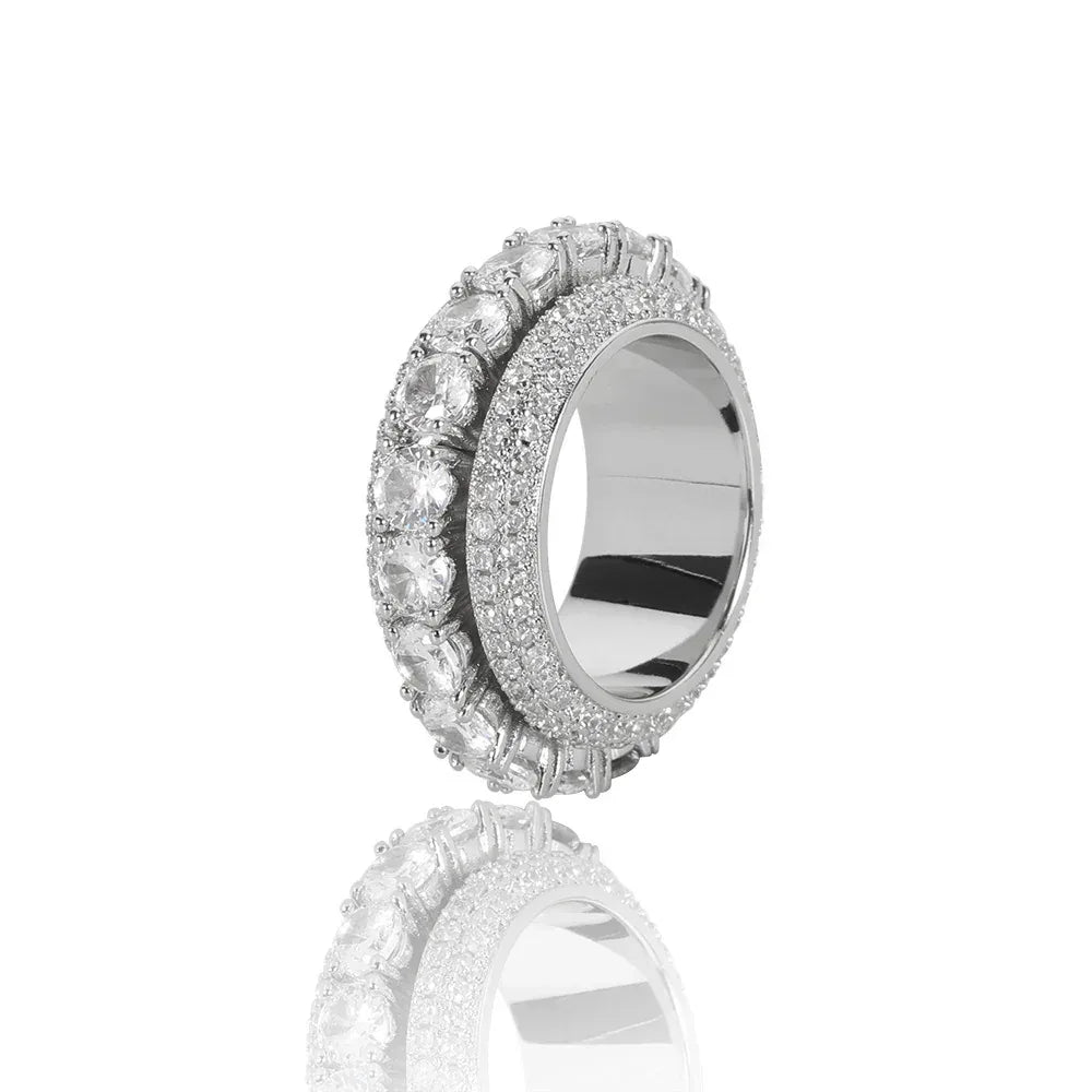 Five-Row Rotating Zircon Ring for Men | Trendy Hip Hop Jewelry | Caratix Jewelry - CaratixJewelry