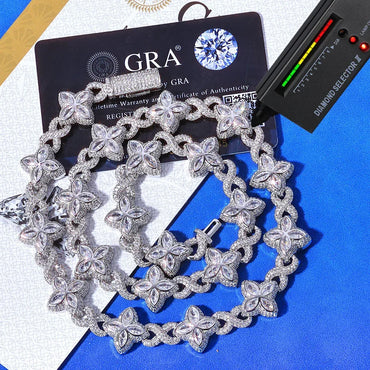 8mm S925 Silver Moissanite Infinity 8 Clover Cuban Chain | VVS Moissanite Rapper Chain | Tester Passed | Caratix - CaratixJewelry