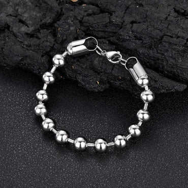 8mm Bead Chain Bracelet with Stainless Steel and 18K Gold for Men | Caratix Jewelry - CaratixJewelry