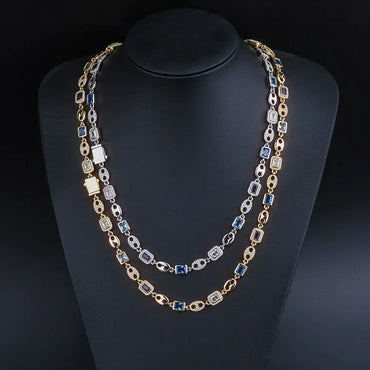 10mm Colorful Gemstone Moissanite Nose Chain Necklace – S925 Sterling Silver Trendy Hip Hop Jewelry - CaratixJewelry