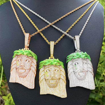 2026 New Iced Out Jesus Piece Pendant | Unisex Realistic Jesus Head Necklace - CaratixJewelry
