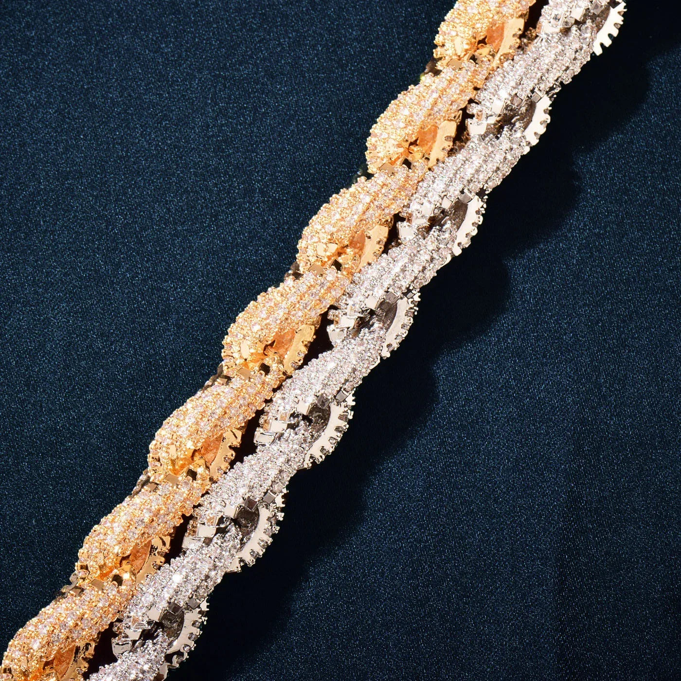 Iced Out Twist Rope Necklace with Copper & Zircon | Unisex Hip Hop Jewelry | Caratix Jewelry - CaratixJewelry